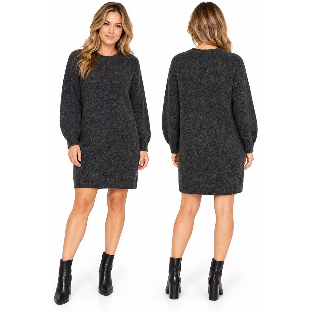 Banana Republic Womens Charcoal Gray Wool Blend Balloon Sleeve Sweater Dress XL
